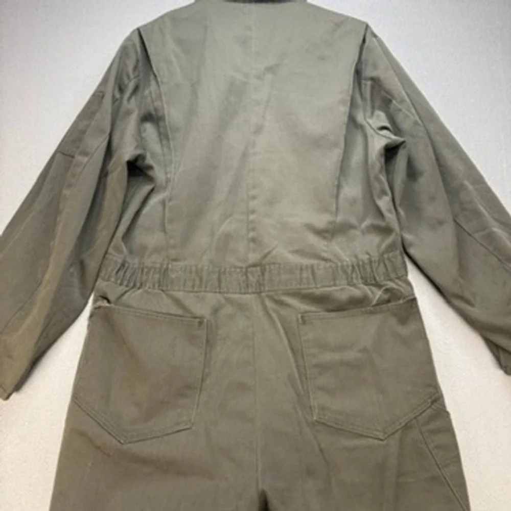 VTG Military Style Insulated Coveralls Jumpsuit Regular Fit Large Green Cotton